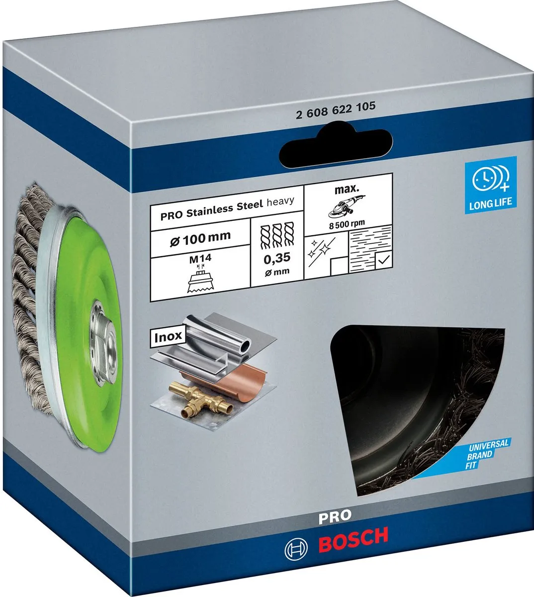 Bosch Professional M14 KOMSTLBORSTEL 100 Vlecht 0.35 Inox