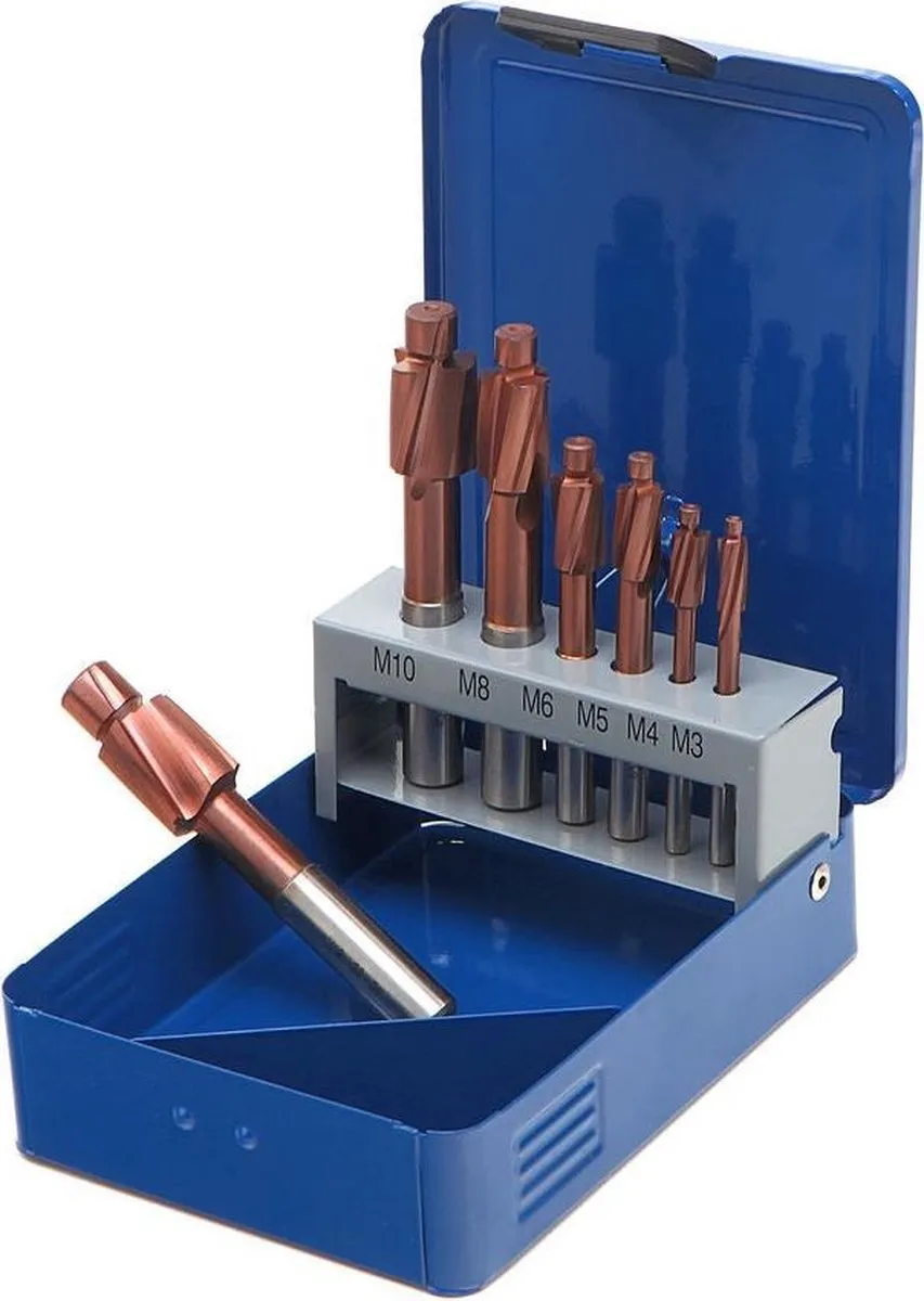 HBM 7-delige HSS 5% Cobalt Inbus Verzinkfrezenset