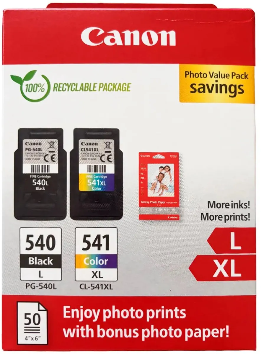 Canon PG-540L + CL-541XL Inktcartridges - 2 Stuks - 500 Pagina's