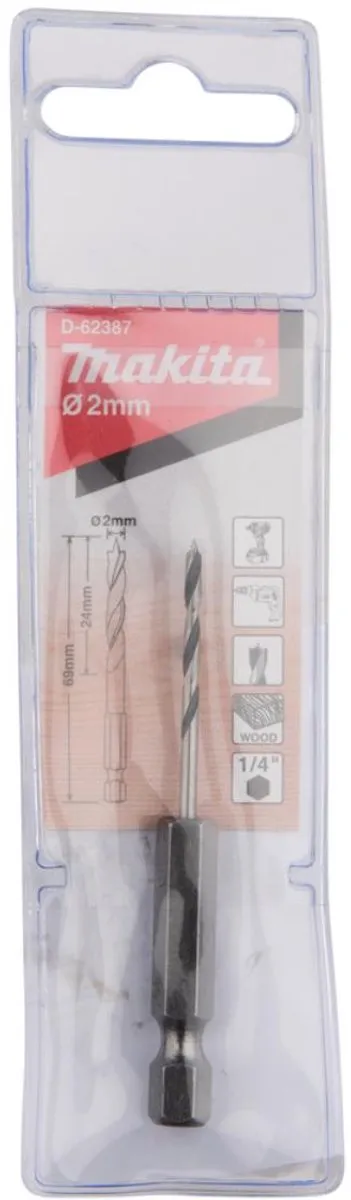 Makita Spiraalboor 2x69mm 1/4" Hout
