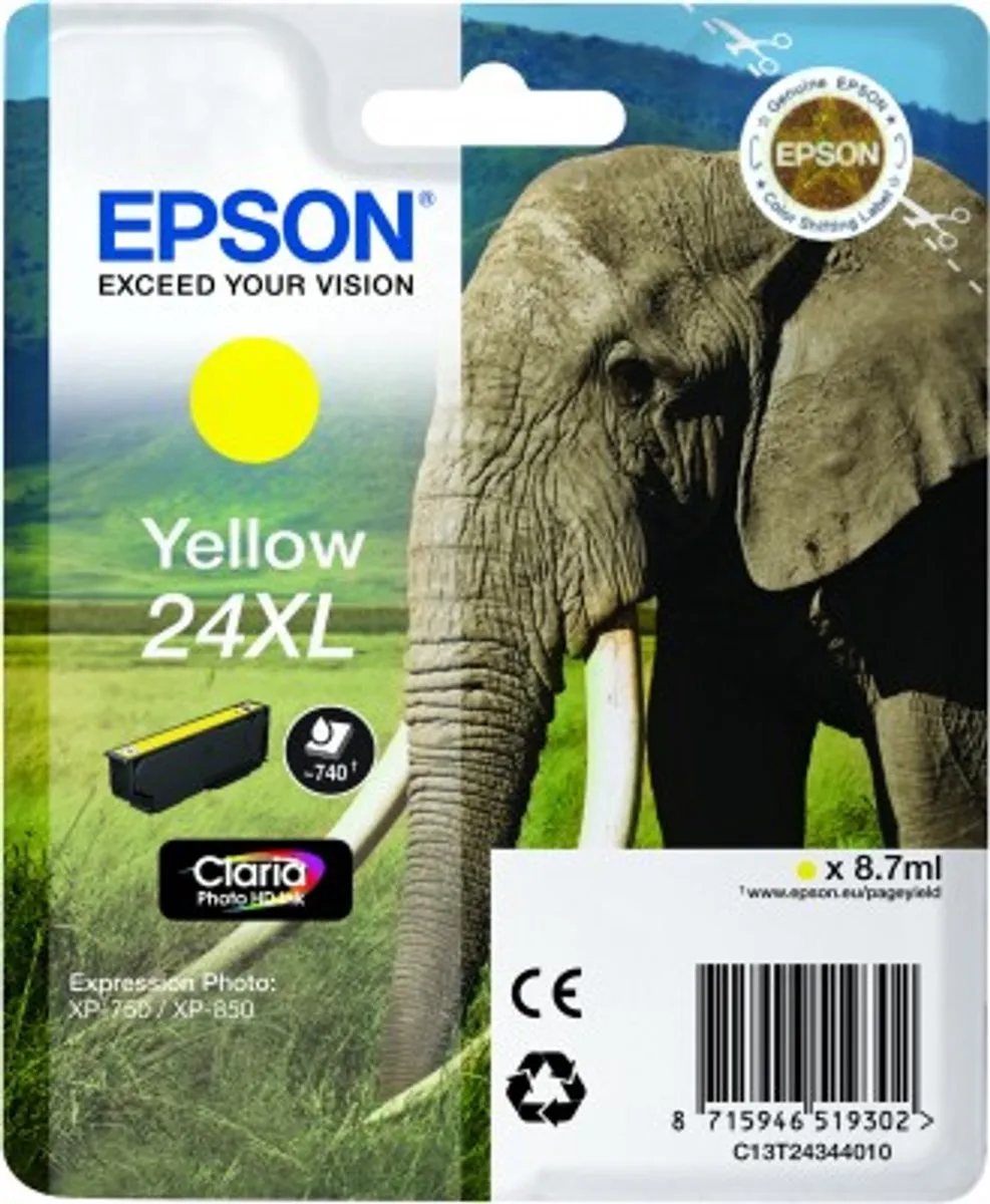 Epson 24XL Geel Inktcartridge C13T24344020 - 740 Pagina's