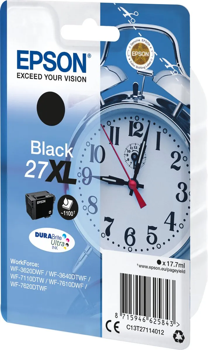 Epson 27XL Inktcartridge Zwart - 1100 pagina's