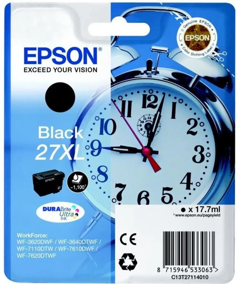 Epson 27XL Inktcartridge Zwart - 1100 pagina's
