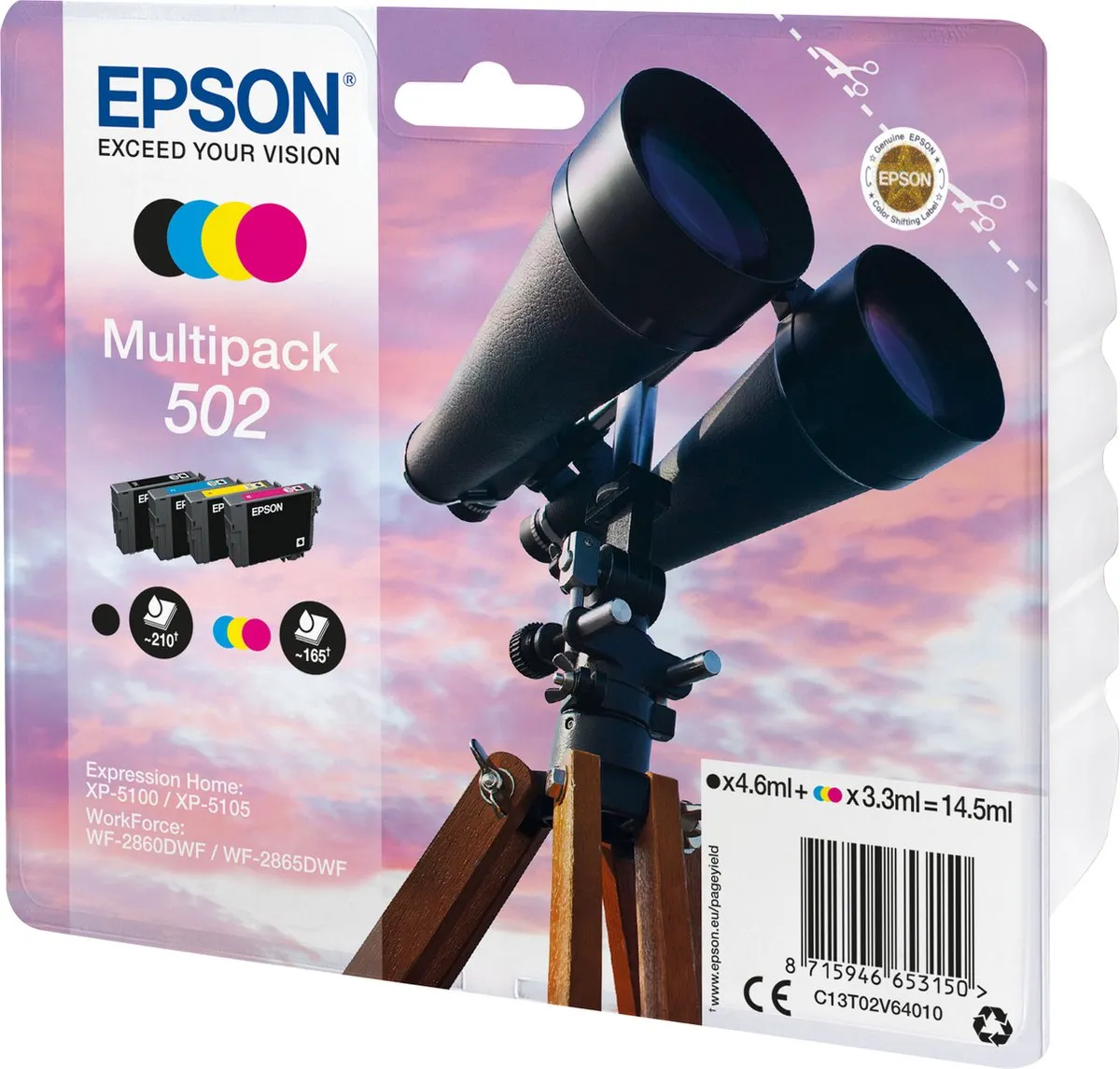 Epson 502 Inktcartridge Multipack - 705 Pagina's - Zwart