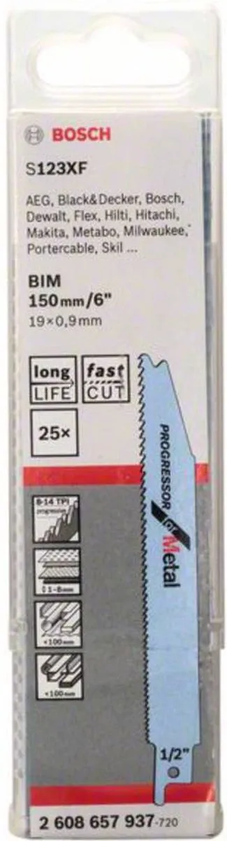 Bosch Reciprozaagblad S 123 XF - Metaal - 25 Stuks