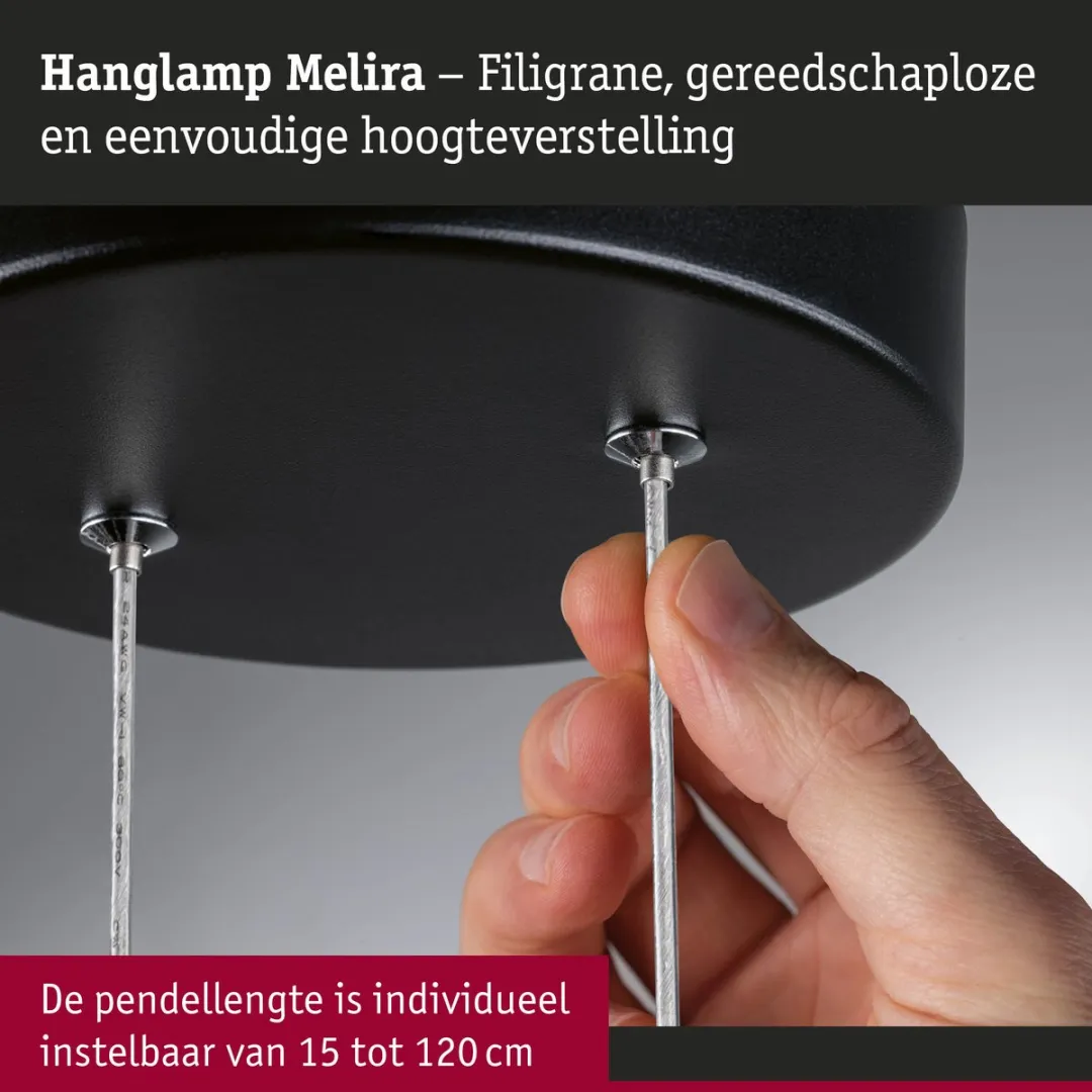 Paulmann LED-hanglamp Melira 2700K 1690lm 24W - Zwart mat/Goud - afbeelding 6 van 6