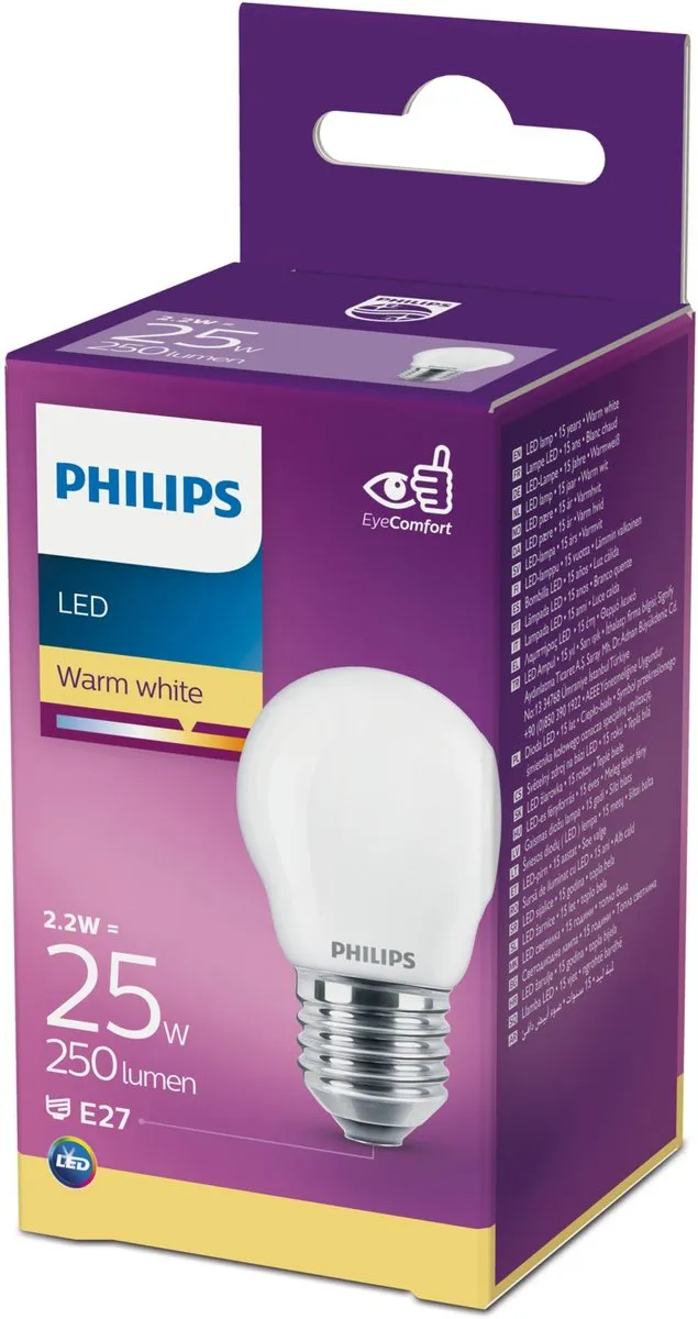 Philips LED E27 Warm Wit 2.2W - Mat Glas