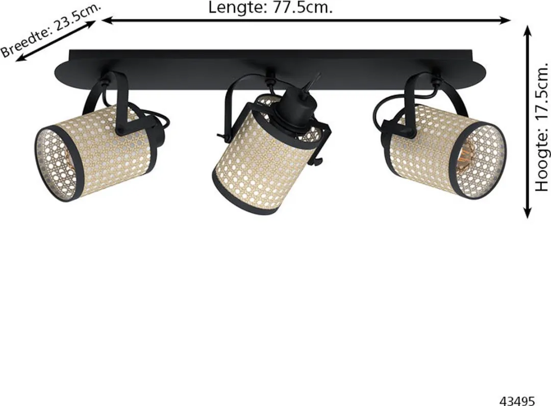 Eglo Ruscomb Spot 3-armatuur - 77,5 cm - Zwart - afbeelding 6 van 6