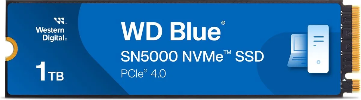 Western Digital Blue SN5000 WDS100T4B0E SSD - 1TB - Blauw