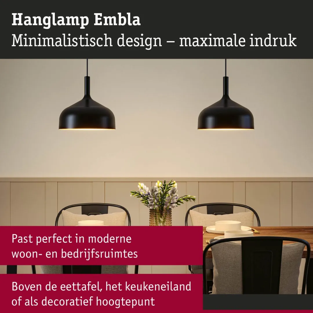 Paulmann Hanglamp Embla II E27 - Zwart/Goud Metaal