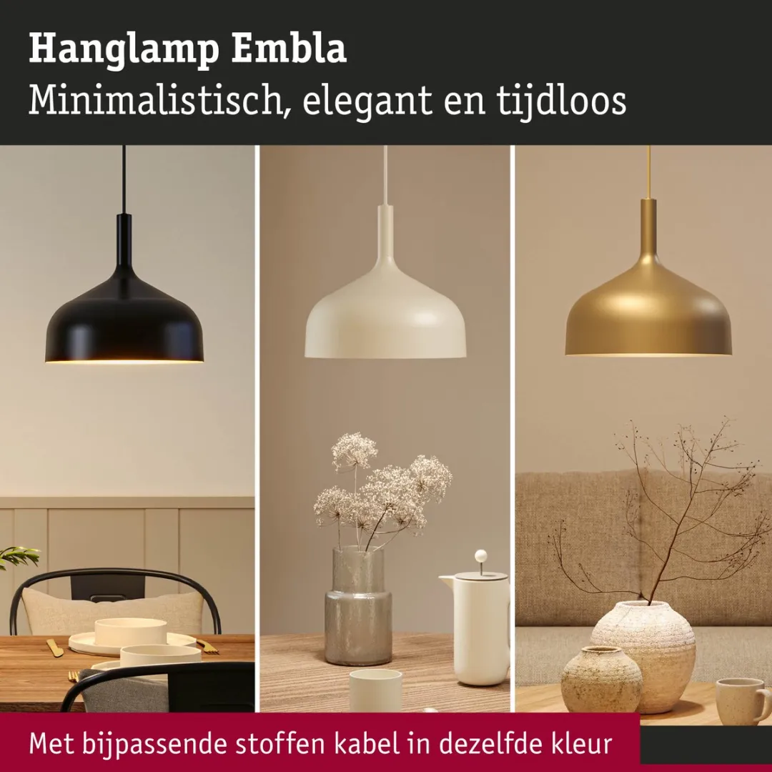 Paulmann Hanglamp Embla II E27 - Zwart/Goud Metaal