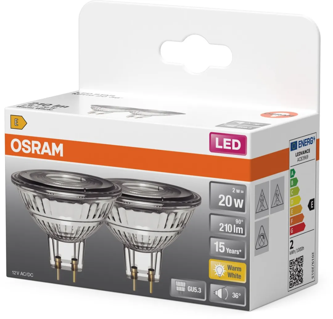 Osram LED Spotlamp Star MR16 2W 827 - 2700K Warm Wit - 2 Stuks