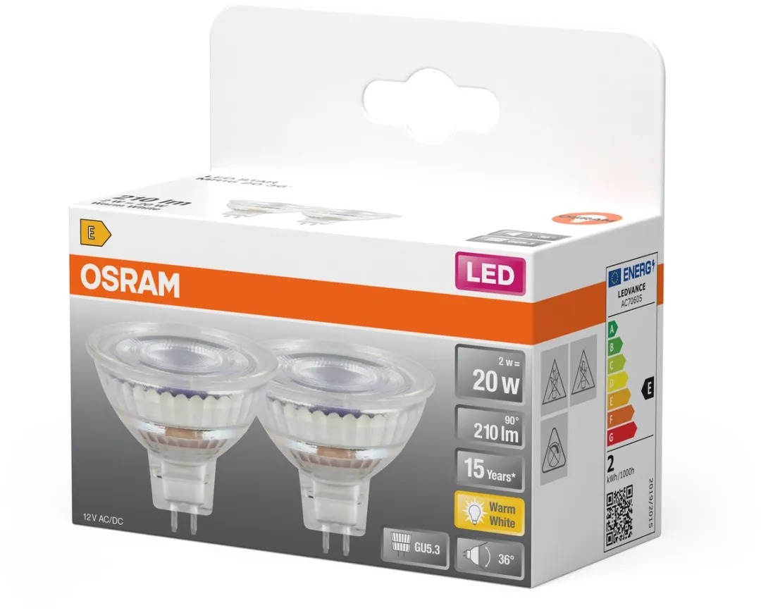 Osram LED Spotlamp Star MR16 2W 827 - 2700K Warm Wit - 2 Stuks