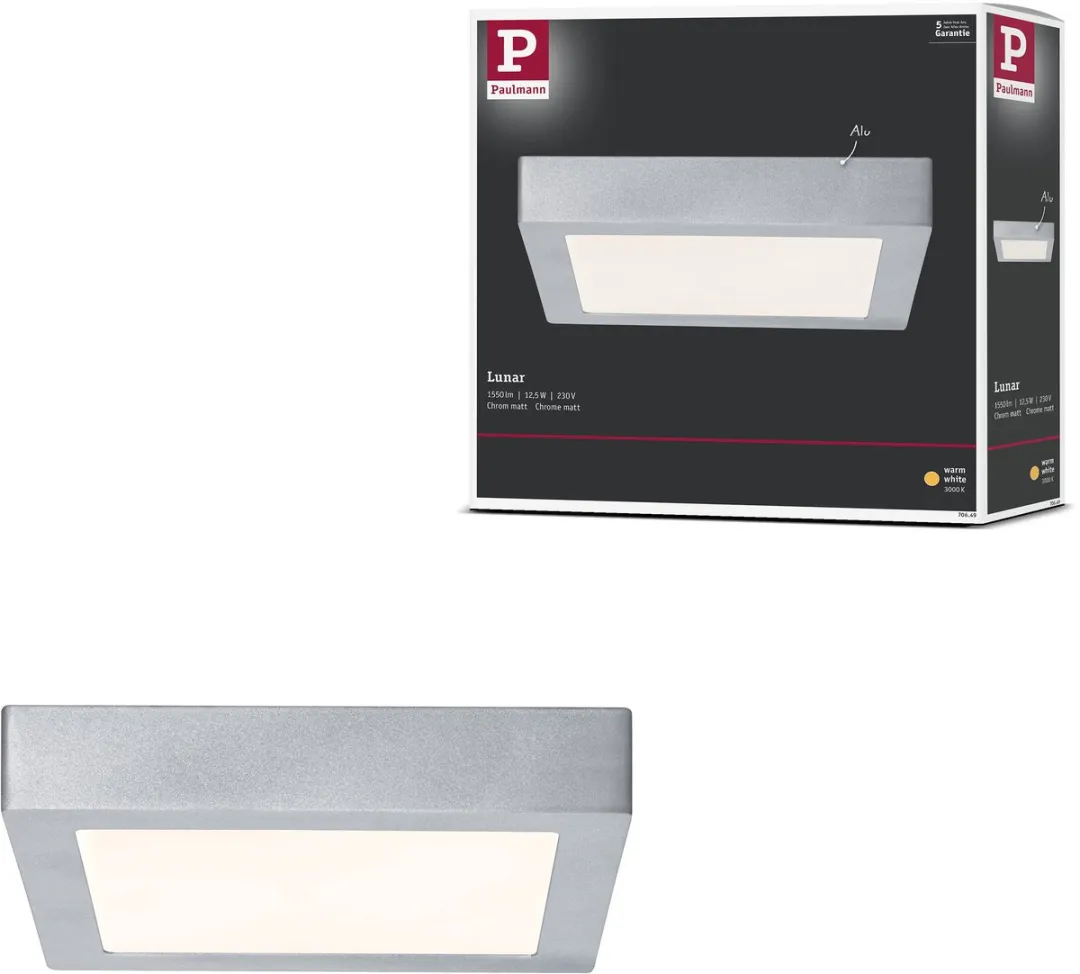 Paulmann LED-paneel Lunar Hoekig 225x225mm 12,5W