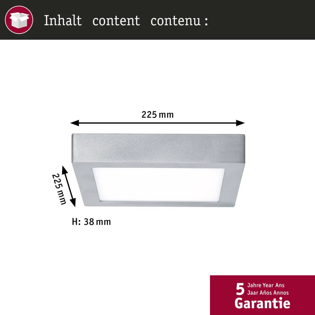 Paulmann LED-paneel Lunar Hoekig 225x225mm 12,5W - Chroom mat