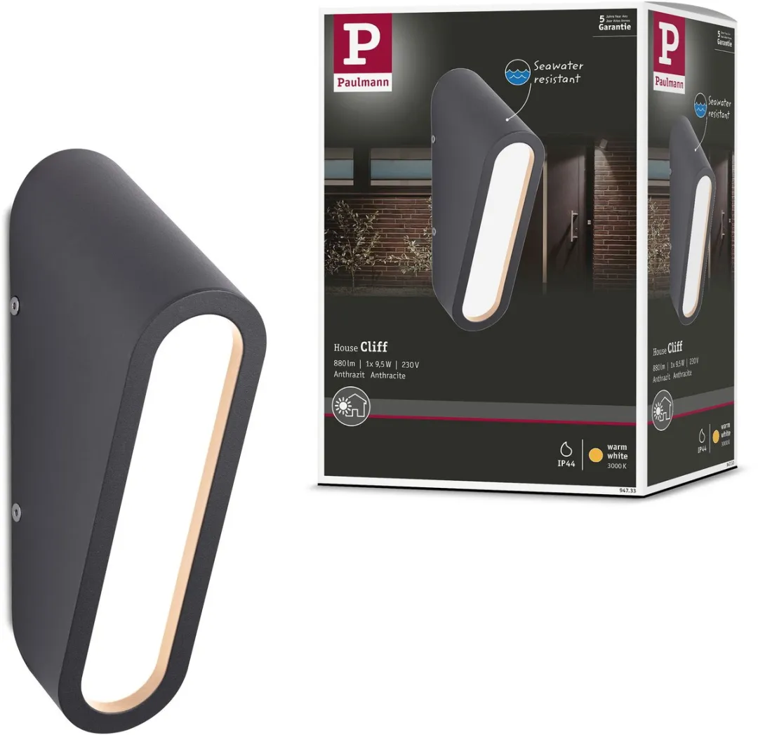 Paulmann LED Wandarmatuur Cliff IP44 9,5W