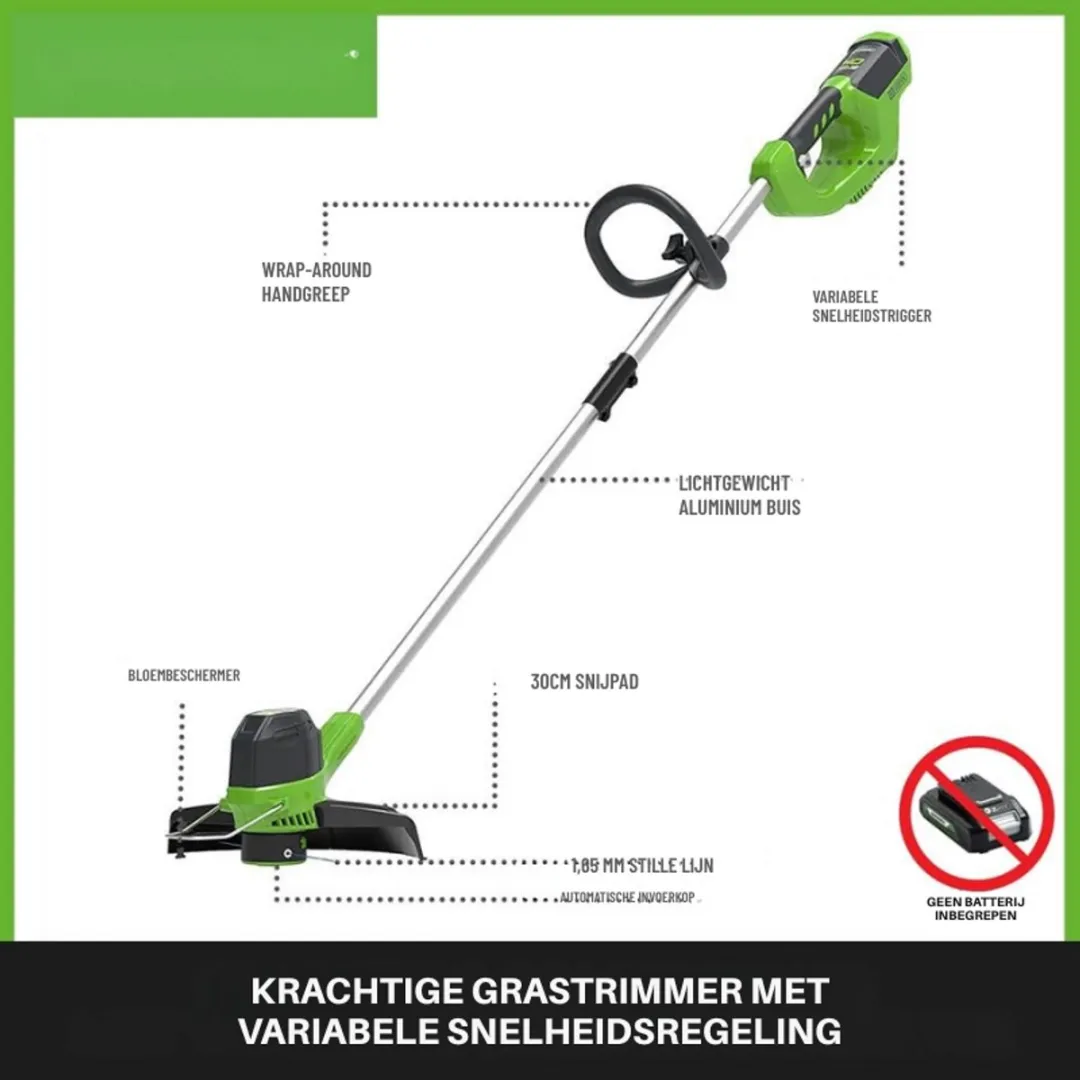 Greenworks 12V Accu Grastrimmer 30cm - 12 Stuks
