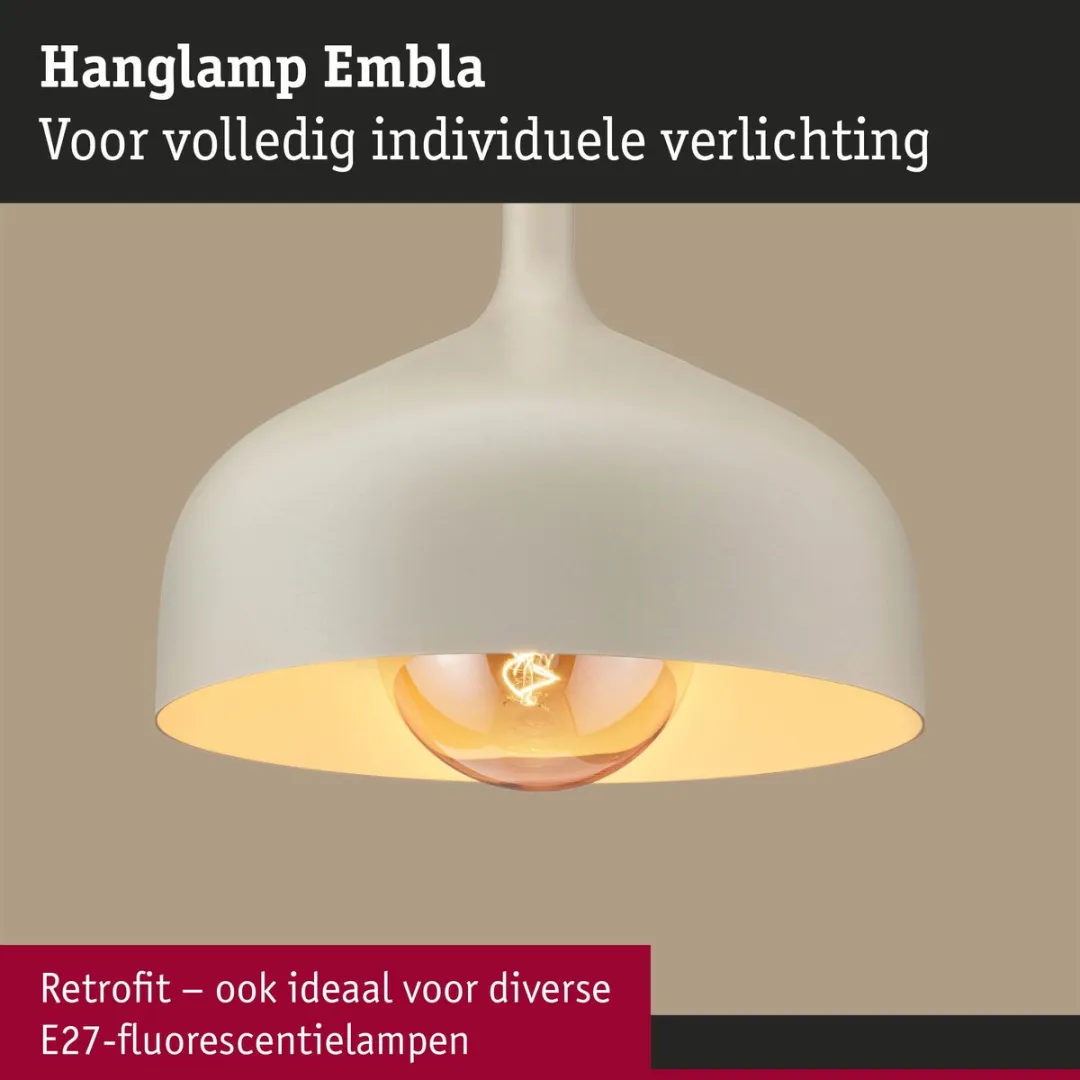 Paulmann Embla II Hanglamp E27 - Crème Metaal
