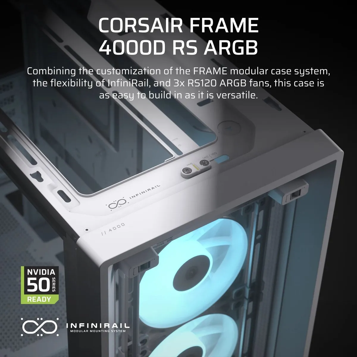Corsair Frame 4000D RS ARGB Miditower - 3x 120mm ARGB ventilatoren - Wit