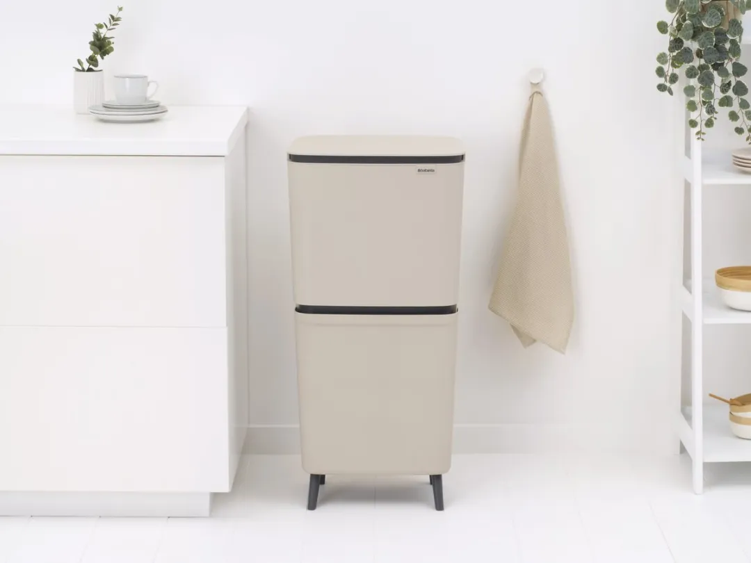 Brabantia SortUp Hi Prullenbak 45L - 2 Vakken Soft Beige