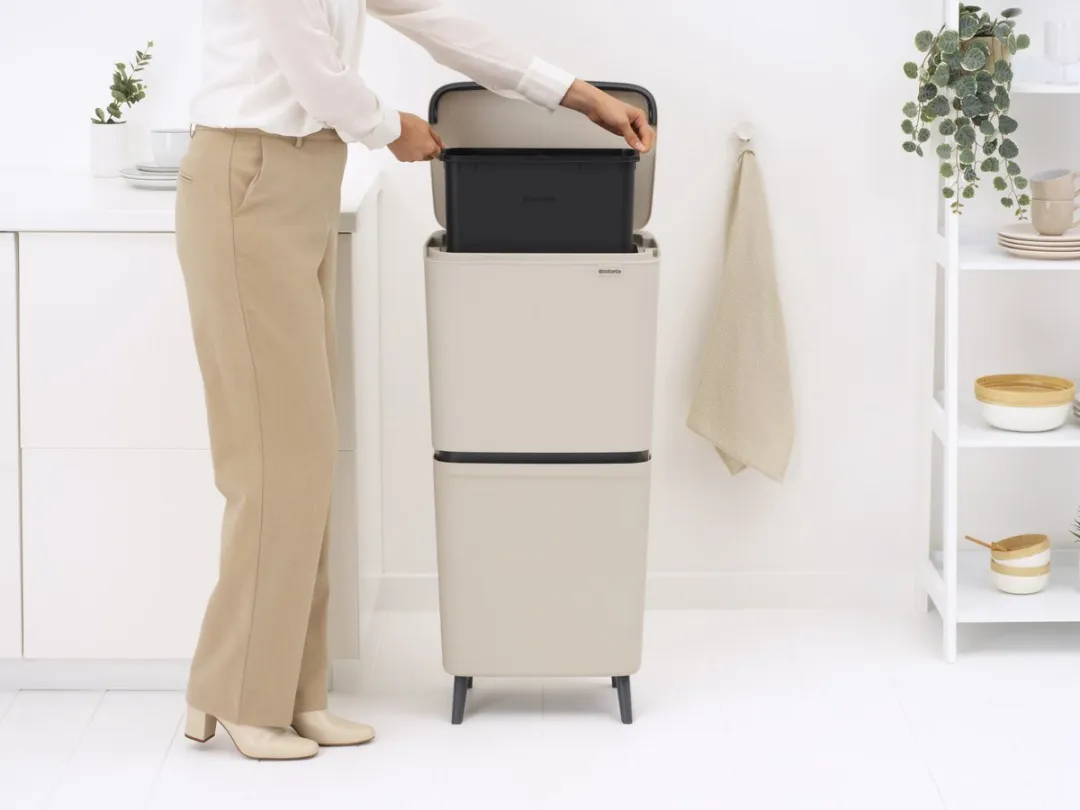 Brabantia SortUp Hi Prullenbak 45L - 2 Vakken Soft Beige
