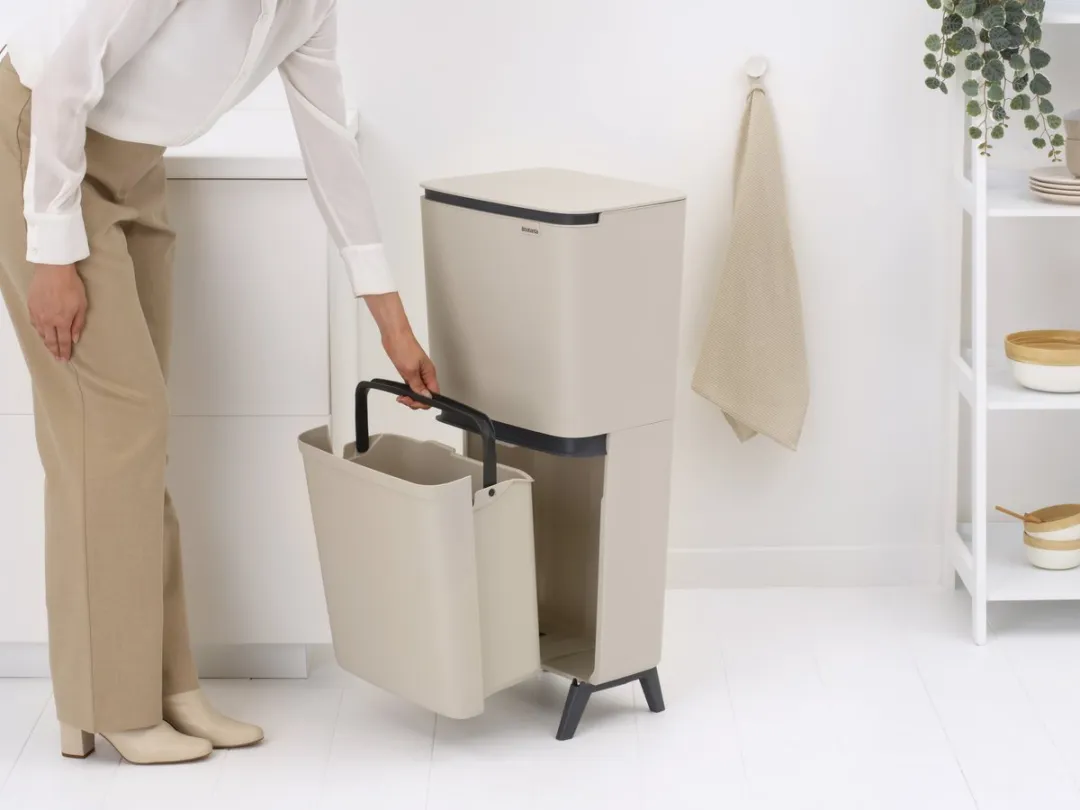 Brabantia SortUp Hi Prullenbak 25+10+10L - 3 Vakken Soft Beige