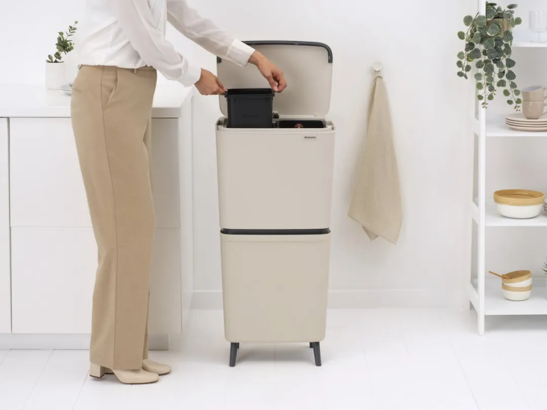 Brabantia SortUp Hi Prullenbak 25+10+10L - 3 Vakken Soft Beige