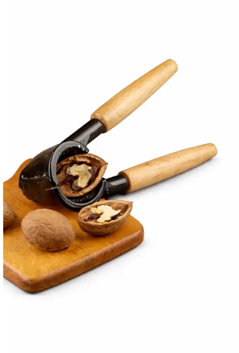 Alpina - Notenkraker & Flessenopener - 2-in-1 - Houten handvat - Metaal - Compact formaat