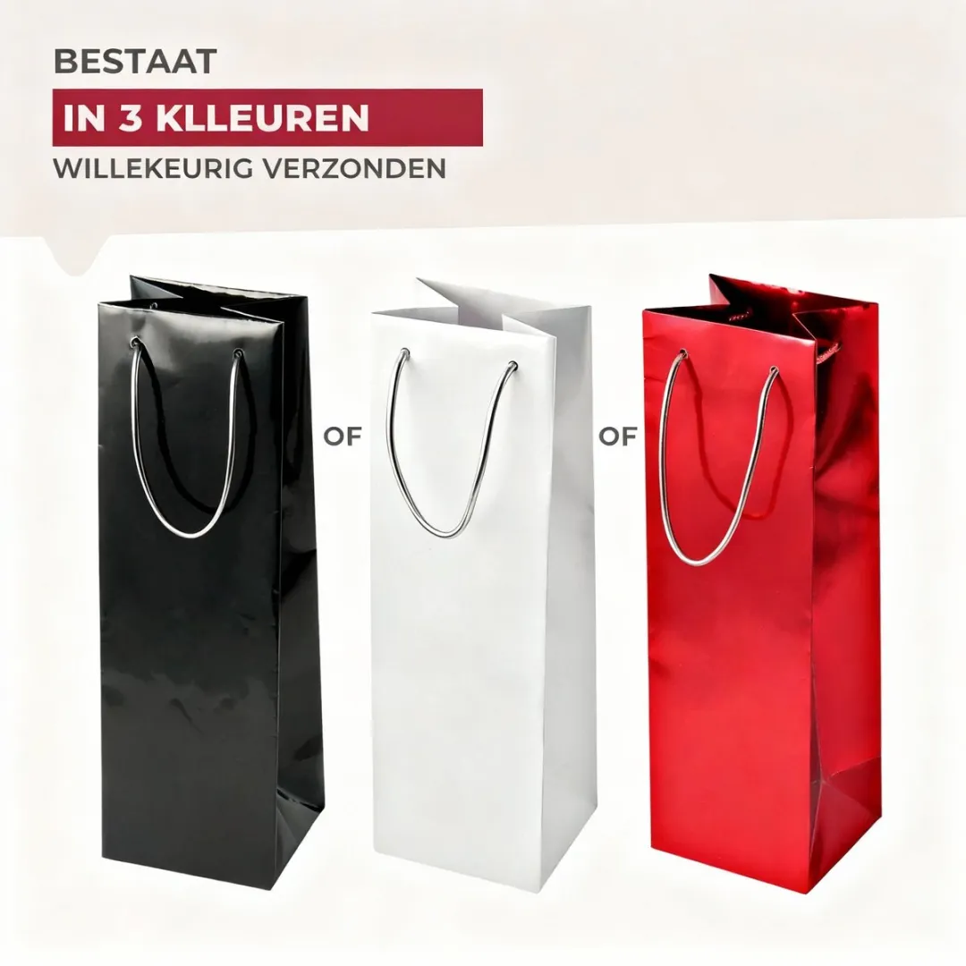 Fackelmann Wijnzakjes Set - 2 Stuks - Ø10cm - Zwart/Rood/Wit