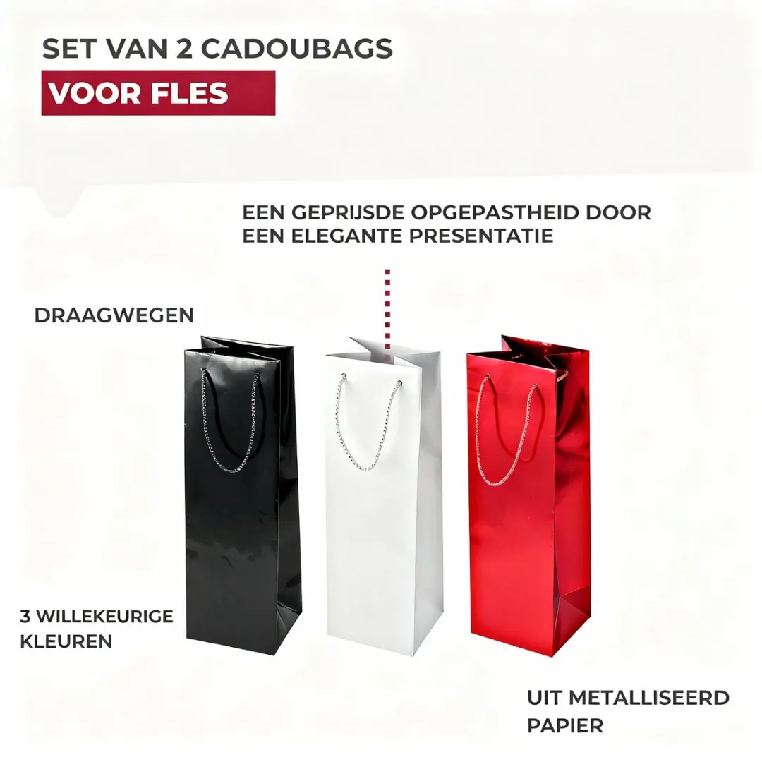 Fackelmann Wijnzakjes Set - 2 Stuks - Ø10cm - Zwart/Rood/Wit