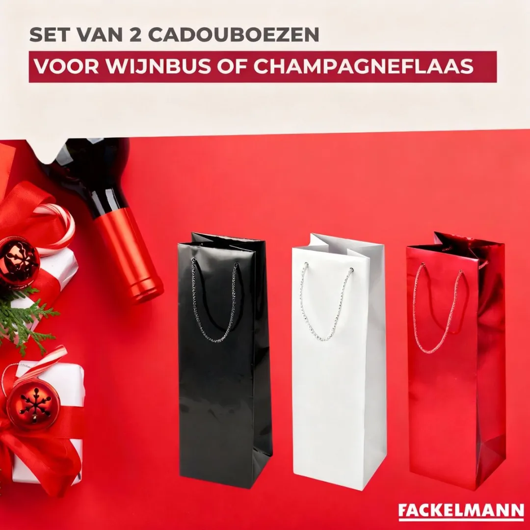 Fackelmann Wijnzakjes Set - 2 Stuks - Ø10cm - Zwart/Rood/Wit