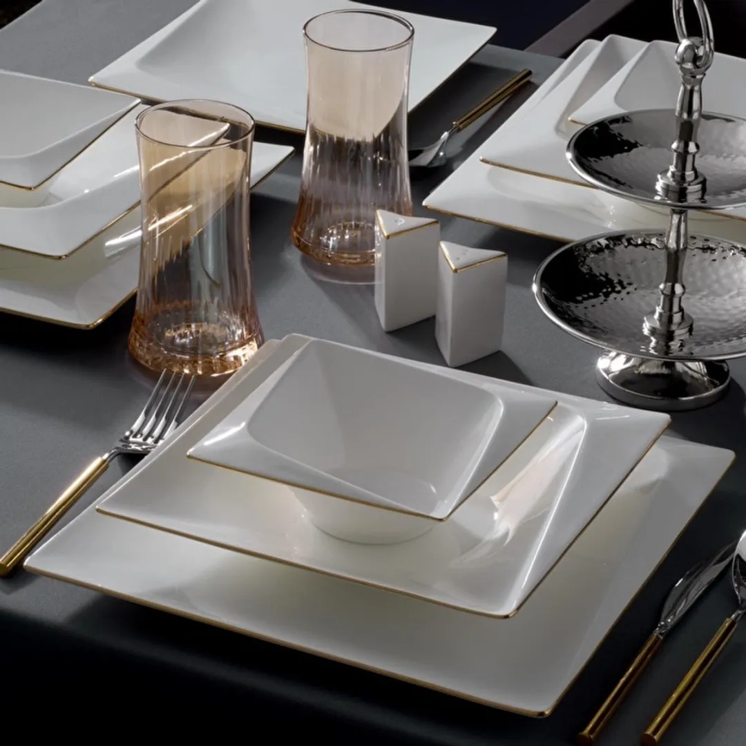 Jumbo Fold Gold 58-delig Porselein Servies 12 Personen - Wit