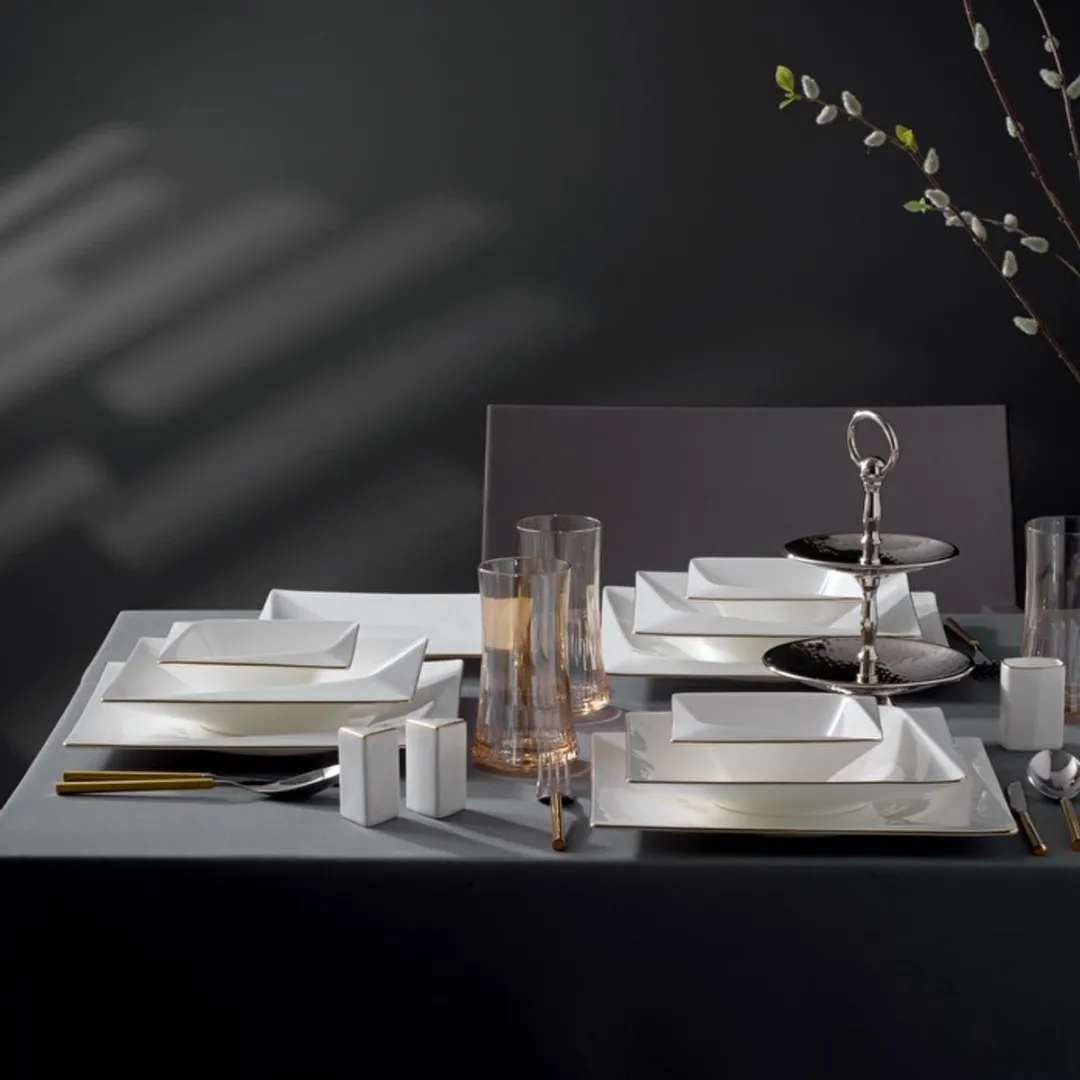 Jumbo Fold Gold 58-delig Porselein Servies 12 Personen - Wit