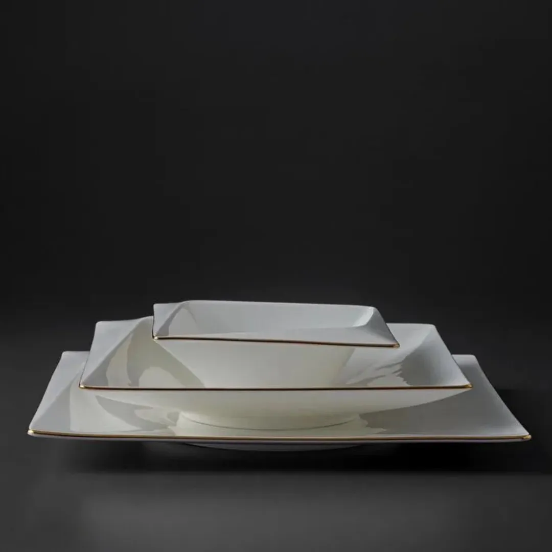 Jumbo Fold Gold 58-delig Porselein Servies 12 Personen - Wit
