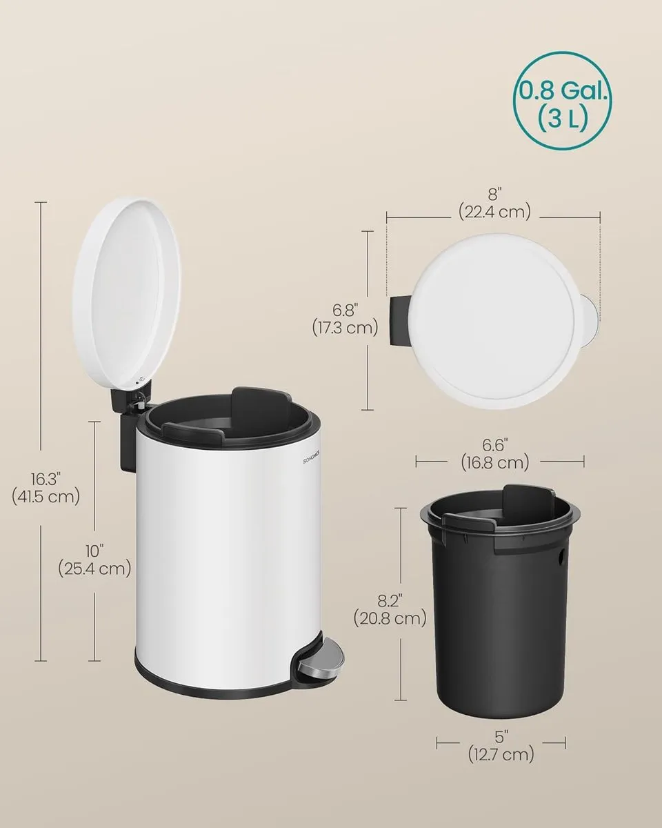 Songmics Pedaalemmer 3L - Wit