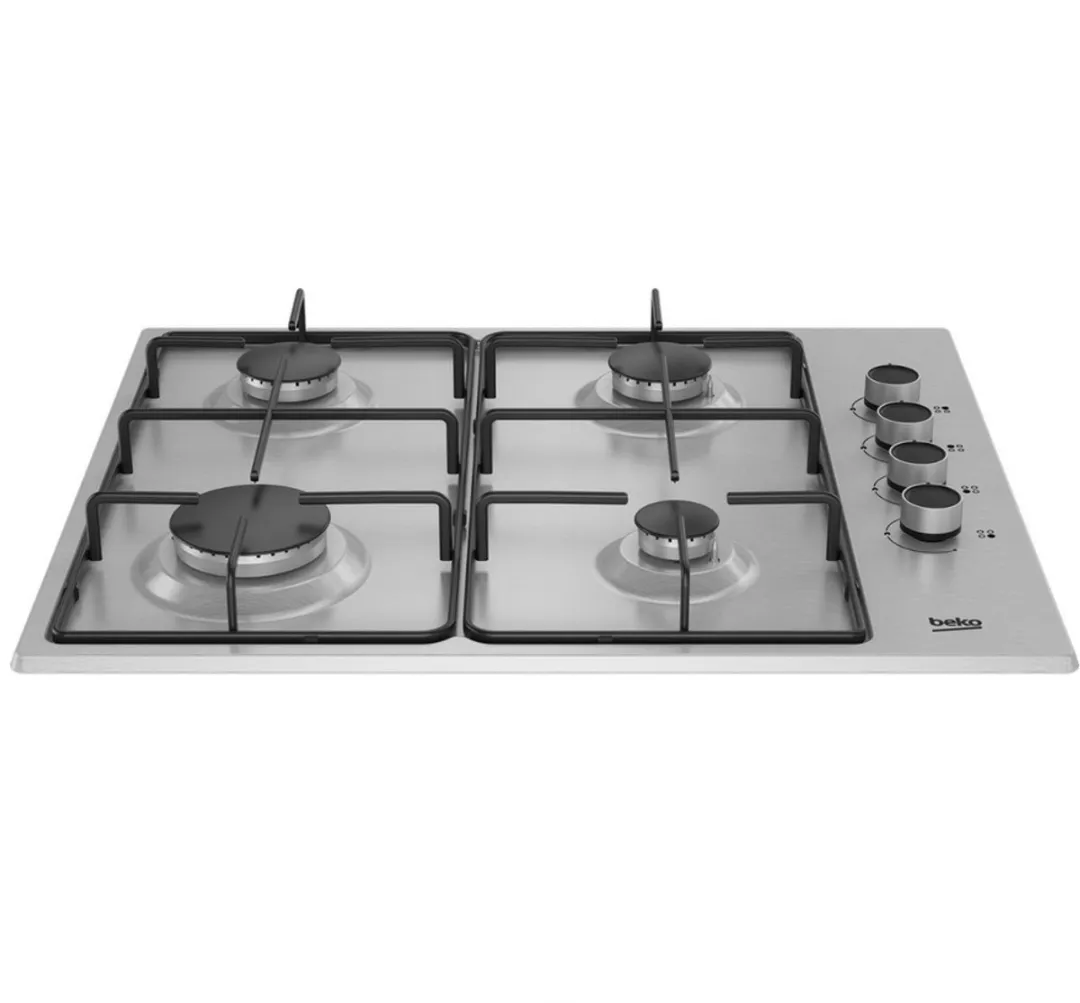Beko HIGG64123SX Gaskookplaat 60cm - 4 Branders - Zwart/RVS