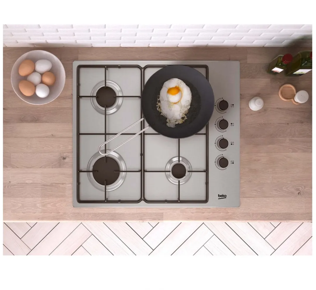 Beko HIGG64123SX Gaskookplaat 60cm - 4 Branders - Zwart/RVS
