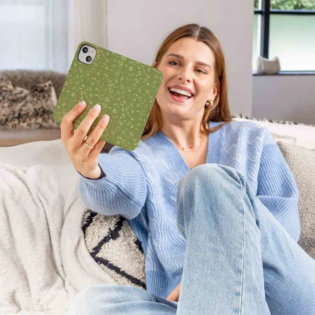 Imoshion Hoesje Samsung Galaxy A14 - Green Flowers - 3 Pasjes