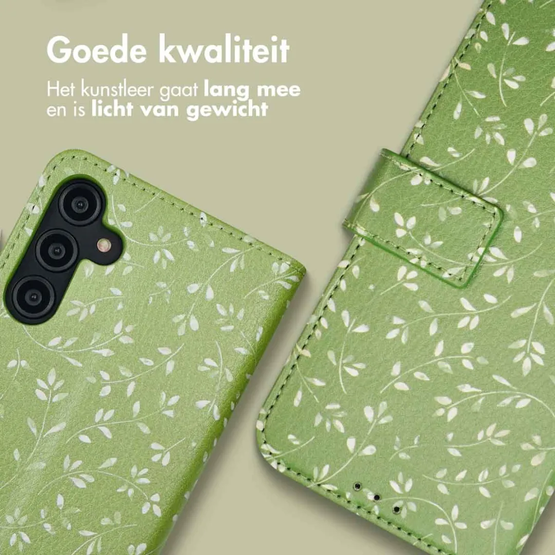 Imoshion Hoesje Samsung Galaxy A14 - Green Flowers - 3 Pasjes