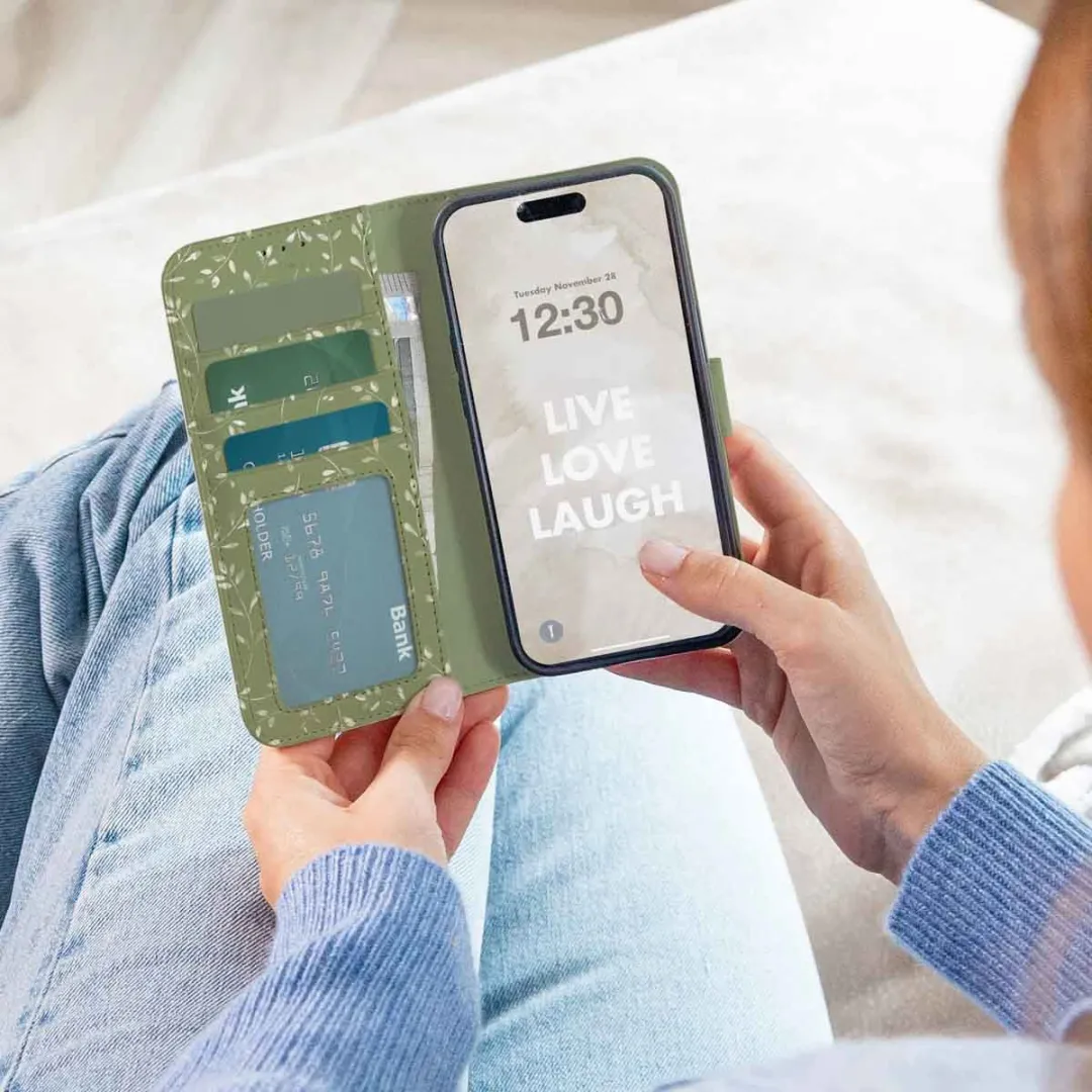 Imoshion Hoesje Samsung Galaxy A14 - Green Flowers - 3 Pasjes