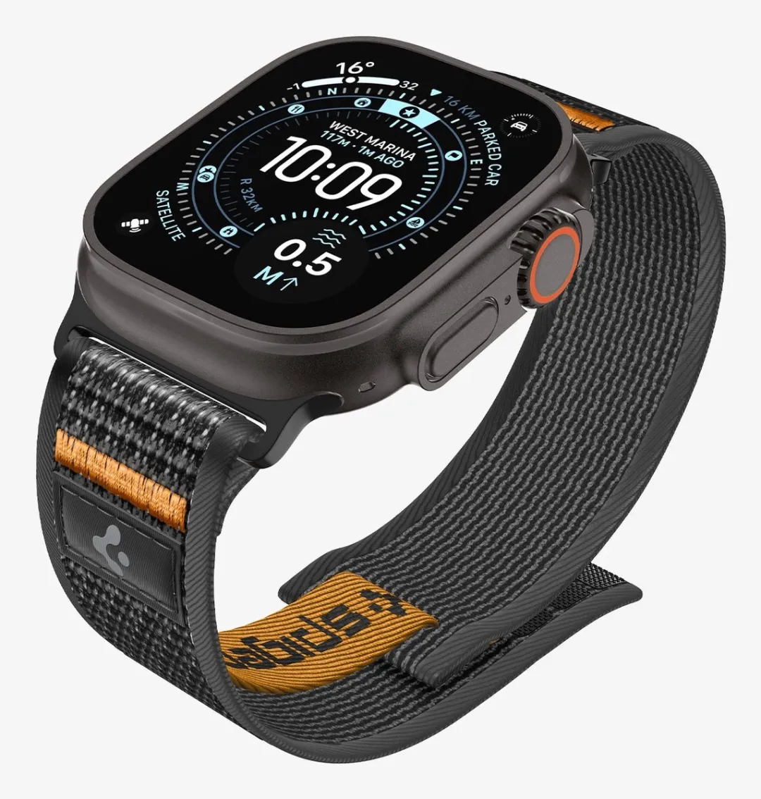 Spigen Athlex Air 2 Active Band - Apple Watch 44-49mm - Zwart-Oranje