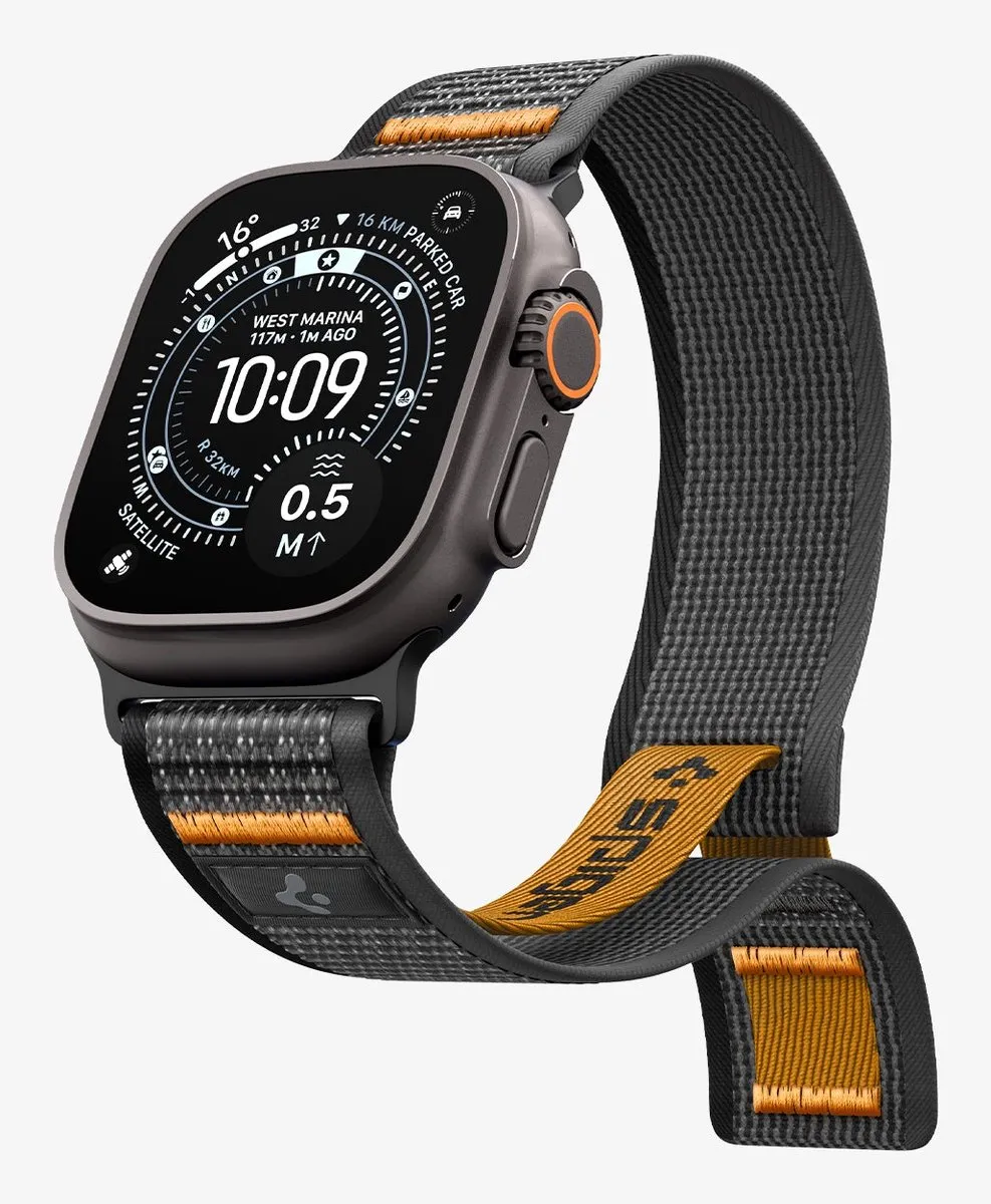 Spigen Athlex Air 2 Active Band - Apple Watch 44-49mm - Zwart-Oranje - afbeelding 6 van 6