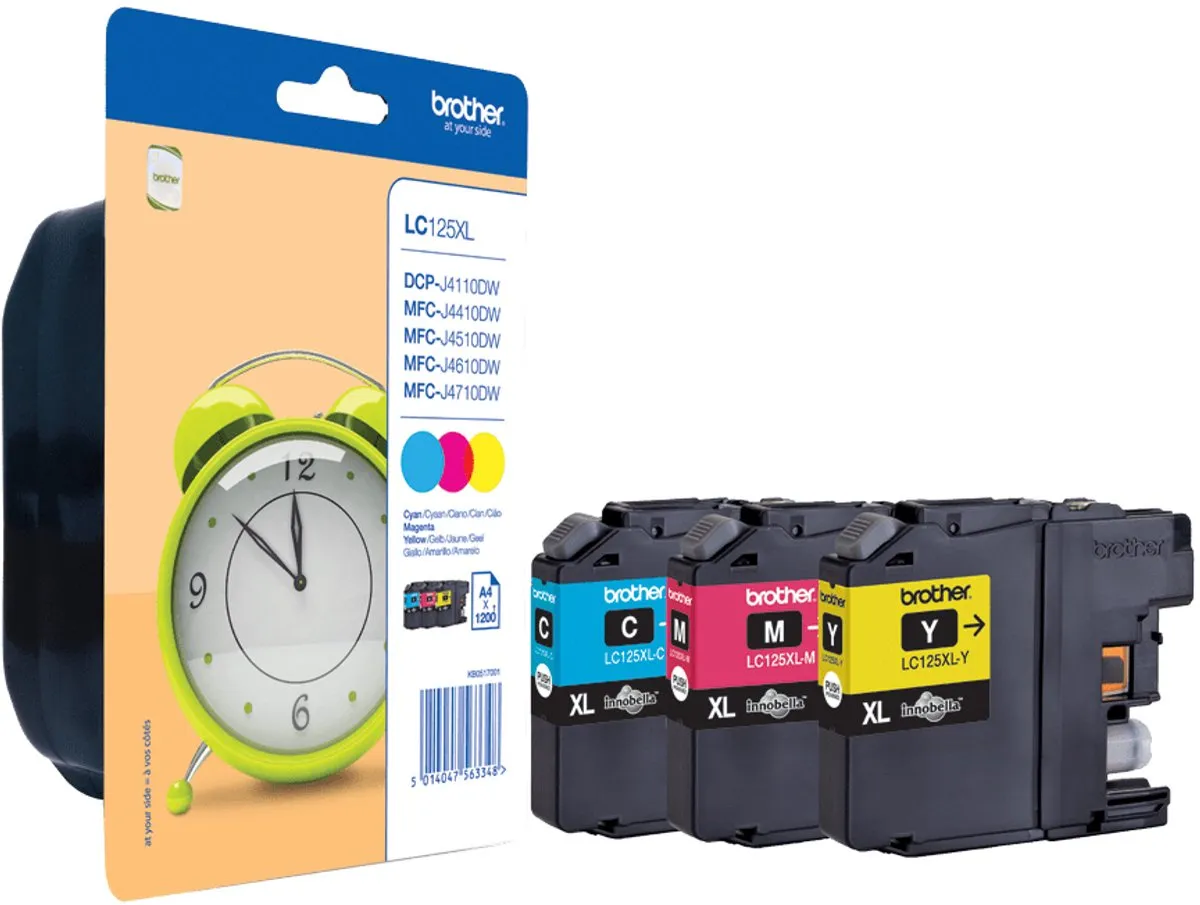 Brother LC-125XL Inktcartridge - Geel/Cyaan/Magenta - 1200 pagina's
