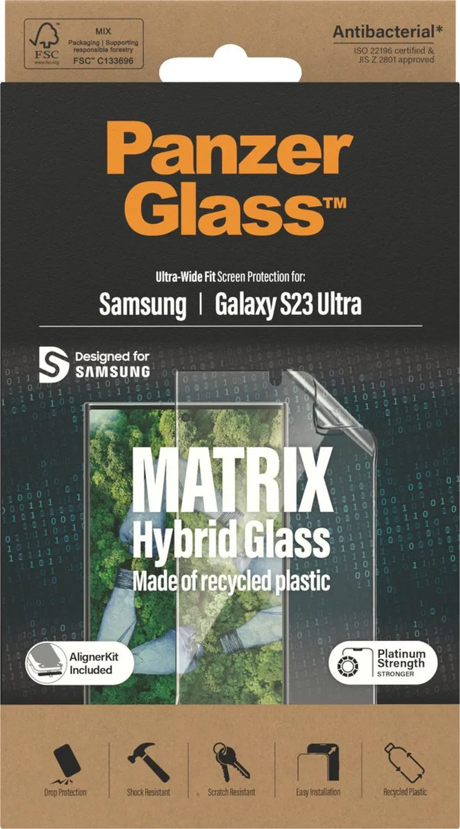 PanzerGlass Matrix Hybrid Screenprotector Samsung Galaxy S23 Ultra - Antibacterieel