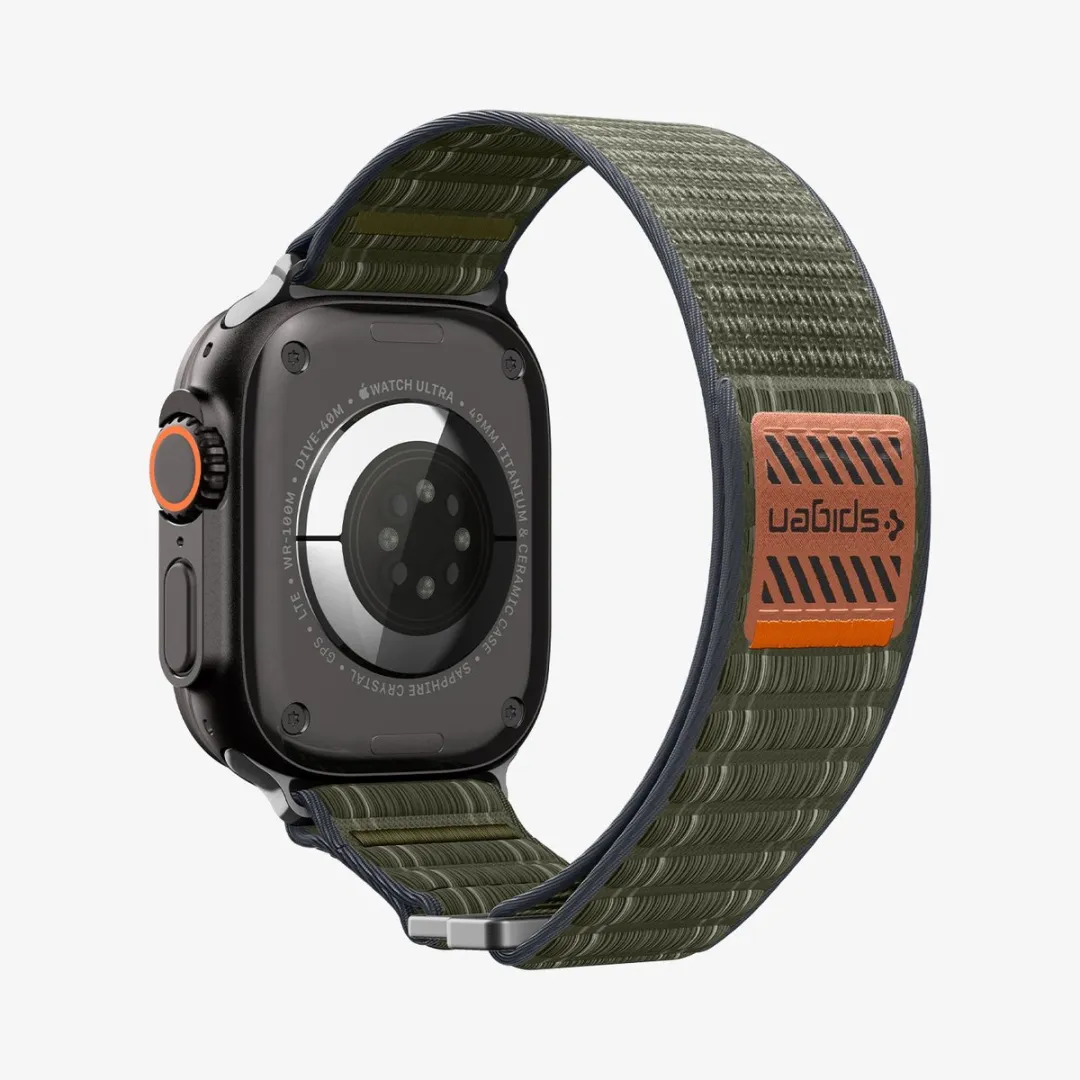 Spigen Stoffen Bandje Klittenband - Apple Watch Groen