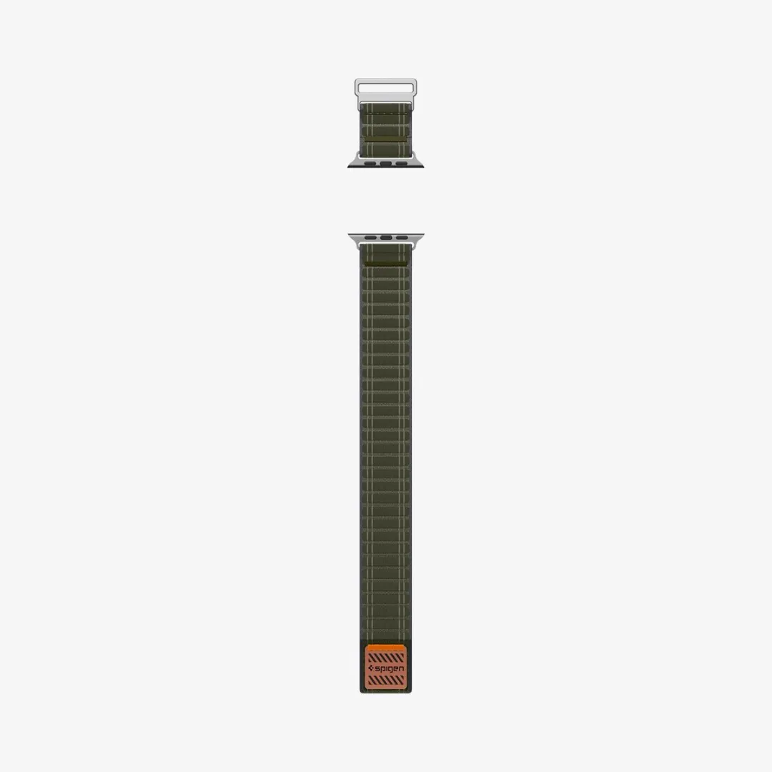 Spigen Stoffen Bandje Klittenband - Apple Watch Groen - afbeelding 6 van 6