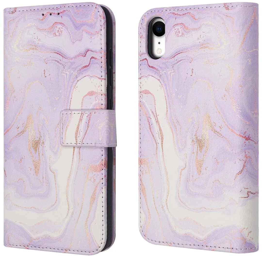 Imoshion Hoesje iPhone XR Purple Marble - 3 Pasjes