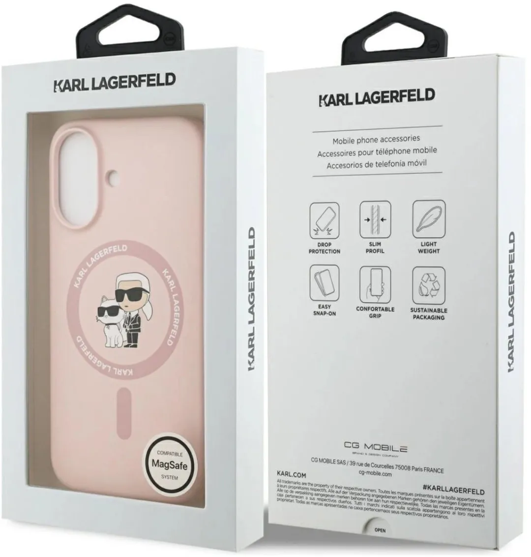 Karl Lagerfeld Silicone Karl&Choupette Ring Magsafe Case - iPhone 17 - Zwart
