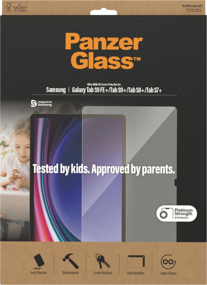 PanzerGlass PZ-7242 Glazen Screenprotector - Samsung Galaxy Tab S7+ - Transparant