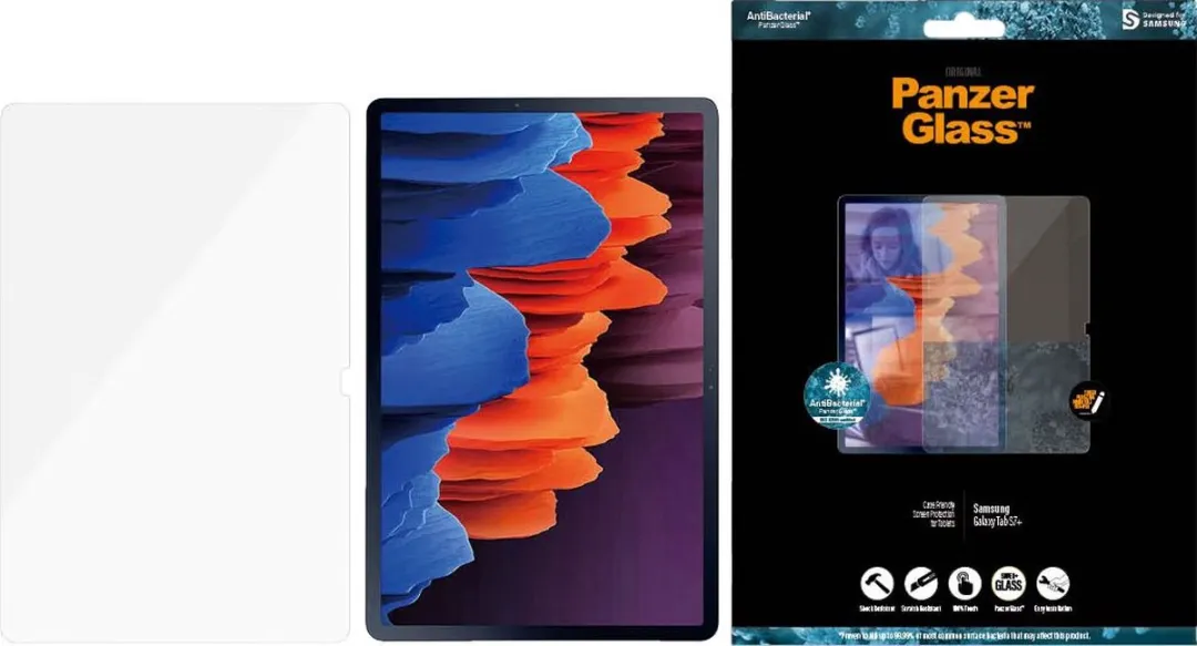 PanzerGlass PZ-7242 Glazen Screenprotector - Samsung Galaxy Tab S7+ - Transparant